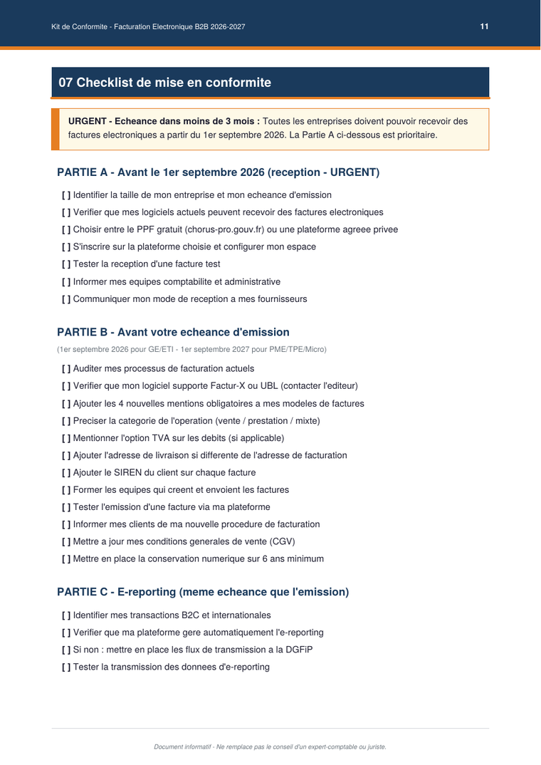 Checklist de mise en conformité